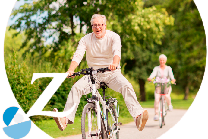 senior couple in bicycle